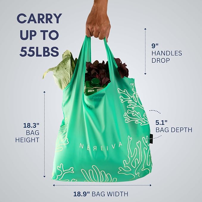55 Pound Reusable Shopping Bag - Folds into a Small Pouch - Washable Reusable Grocery Bag, Durable & Stylish with handles for Easy Shoulder or Hand Carry - Image 5