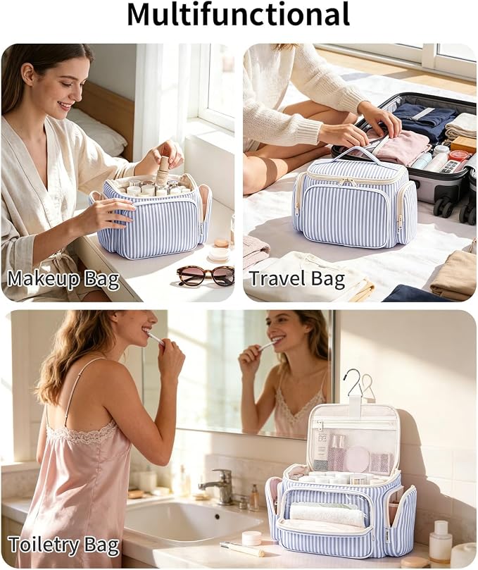 Narwey Hanging Travel Toiletry Bag for Women, Large Makeup Cosmetic Bag | Wide Open, Organized Pocket, Dry Wet Separation, Portable Bathroom Travel Bag for Full Size Toiletries, Vivid Pattern, Gifts - Image 9