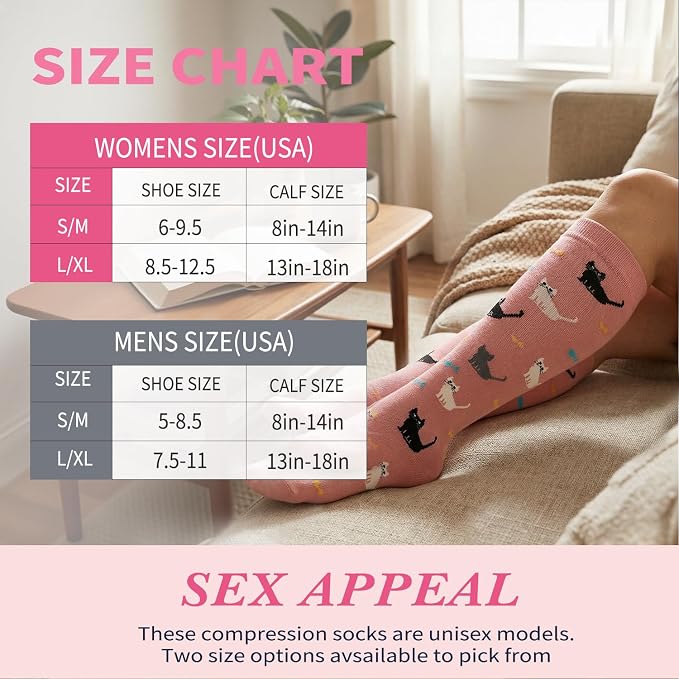 Sooverki Compression Socks for Women & Men 6 Pairs is Best Supportive Knee High Stockings for Circulation, Travel, Nurses - Image 6