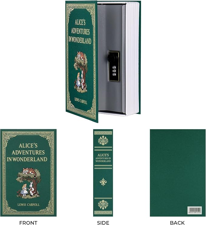 Book Safe with Combination Lock, Hidden Safe (9.5 x 6.2 x 2.2 Inch) with Fireproof Bag, Secret Diversion Safe, Hollow Book Box Hidden Storage, Money Safe Box for Cash (ALICE) - Image 6