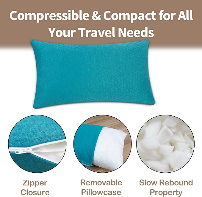 Camping Pillow Small Shredded Memory Foam Pillow, Travel Pillow Breathable and Soft, Suitable for Backpacking Hiking, Airplane and Car - Image 3