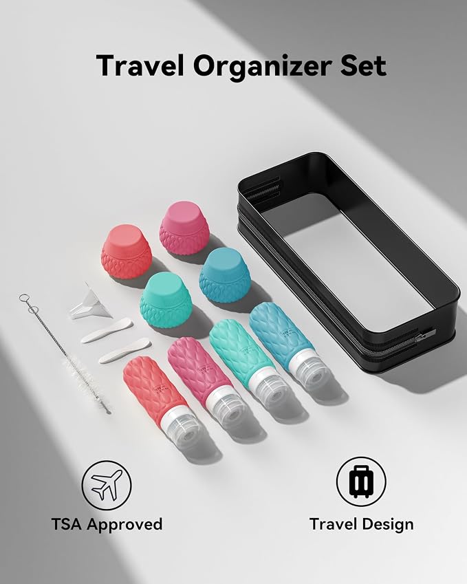 Travel Bottles for Toiletries Silicone Travel Size Containers 3.4oz 1.7oz | Travel Essentials TSA Approved Leakproof Refillable Squeeze Bottles with Labels/Clear Bag for Shampoo, Conditioner, Creams - Image 7
