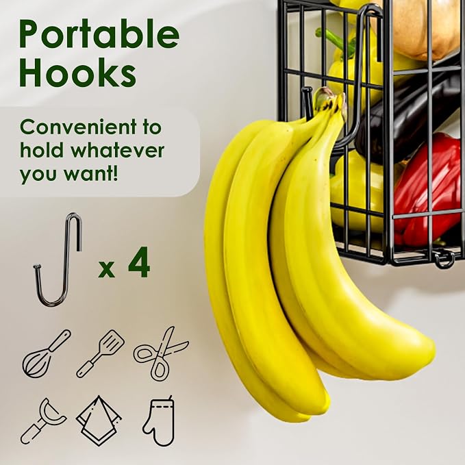 2 Pack Magnetic Shelf for Fridge, Fruit Potato & Onion Storage Bins | Magnetic Baskets for Fridge Shelves, Side of Fridge Storage Magnetic Spice Rack for Refrigerator Kitchen Laundry Organizer - Image 5