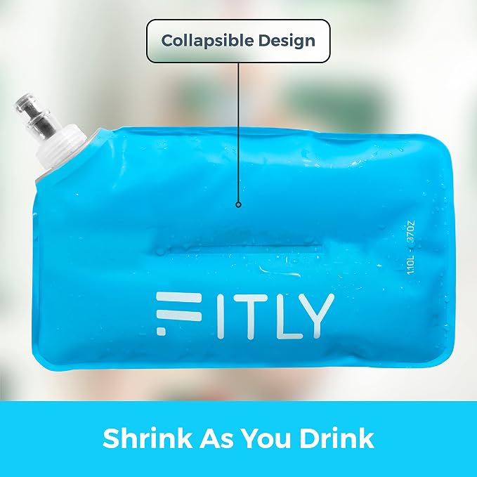 FITLY Soft Flask - Shrink As You Drink Soft Water Bottle for Hydration Pack - Folding Water Bottle Ideal for Running, Hiking, Cycling, Climbing & Rigorous Activity - Image 4
