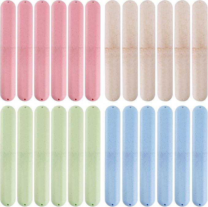 28 Pack Travel Toothbrush Case, Portable Dust-proof Breathable Toothbrush Holder for Travel, Business, Home, Camping, School (4 Colors) by Hedume