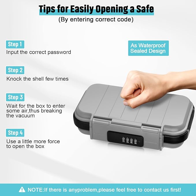 HUANLANG Portable Safe Lock Box with Combination Lock Mini Beach Travel Safe Waterproof Small Lockable Box with Removable Wire Rope Combination Safe Box for Dorm,Travel,Beach,Hotel,Car,Home,Office - Image 7