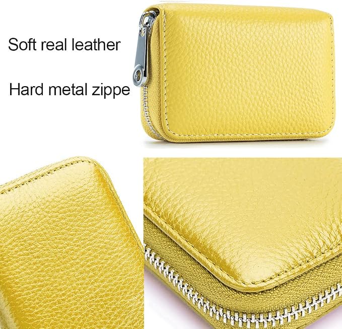 RFID Credit Card Holder Genuine Leather Credit Card Wallet with Zipper | RFID - Image 6