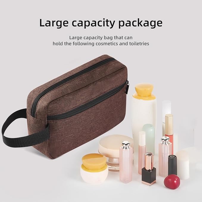 Icramsy Travel Toiletry bag Toiletry bag for women men Hanging Cosmetic bag Travel accessories for Women Men (Brown) - Image 3
