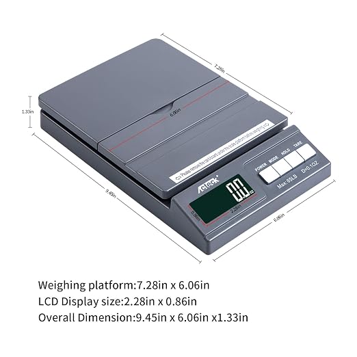 Acteck High Accuracy A-CE65 Gray 0.1OZ Digital Shipping Scale, Postal Scale and Mail Scale - Image 4