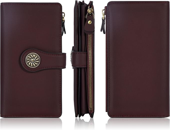 Travelambo Women's Wallet RFID Blocking Trifold Clutch Large Capacity Credit Card Holder Travel Purse - Image 5