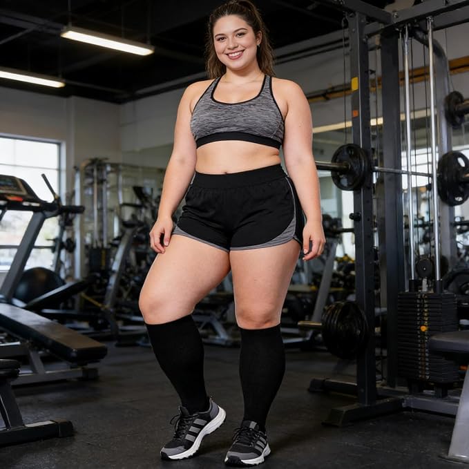 Abodhu Plus Size Compression Socks for Women& Men 15-20mmHg Wide Calf Knee High Socks - Image 3