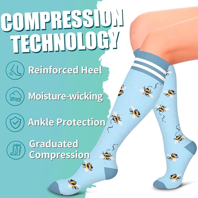 Compression Socks for Women & Men Circulation(6 pairs)-Graduated Supports Socks for Running, Athletic Sports - Image 6