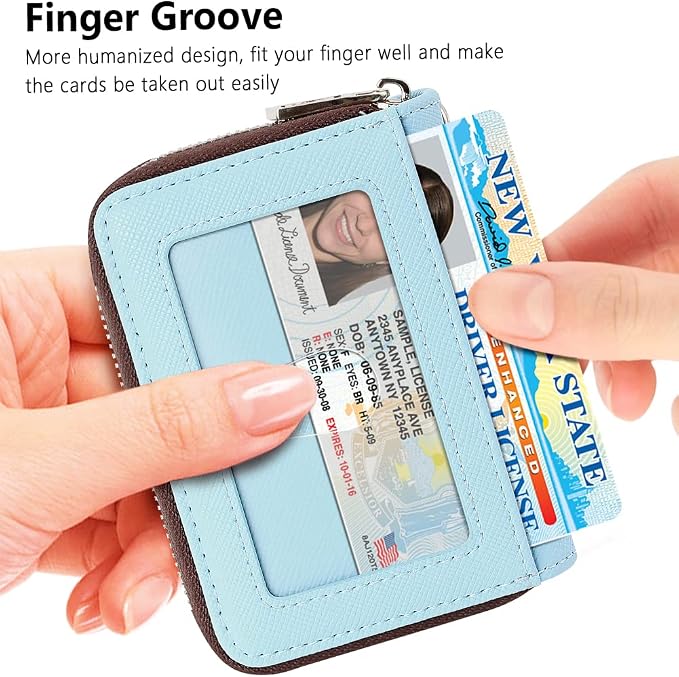 FurArt Zipper Wallet Women RFID Credit Card Holder keychain Wallet | ID Window RFID Blocking Compact Small business 15/16 slots - Image 2