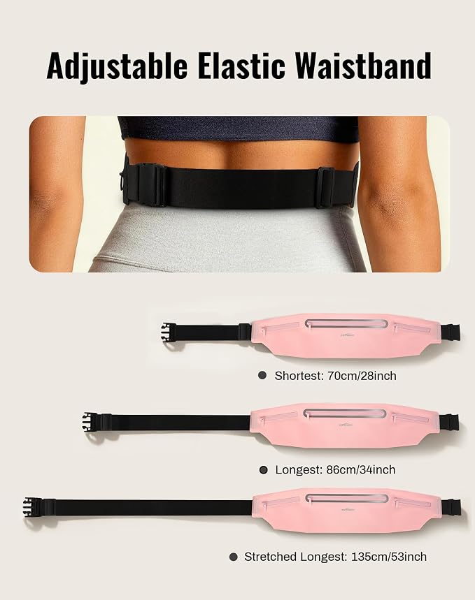 Running Belt for Women & Men-Ultra Light Slim Running Belts | Water-Resistant Phone Holder, 6 Pockets, Adjustable Waist Strap & Reflective Safety for Running, Hiking & Fitness - Image 5