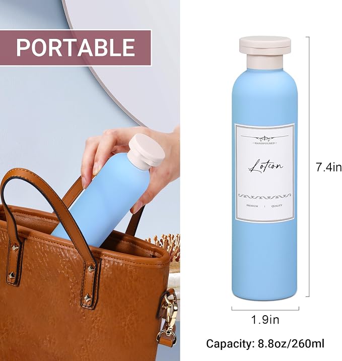 Travel Shampoo Bottle, Empty Plastic Squeeze Bottles 8.8oz with Flip Cap, Lotion Container for Toiletries Travel Size Shampoo and Conditioner - Image 2