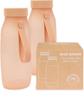 BLUE GINKGO Collapsible Water Bottle [2-Pack] – Lightweight, Foldable Silicone Bottles for Travel, Hiking, and Camping (16.9oz, Made in Korea, Peach) by BLUEGINKGO