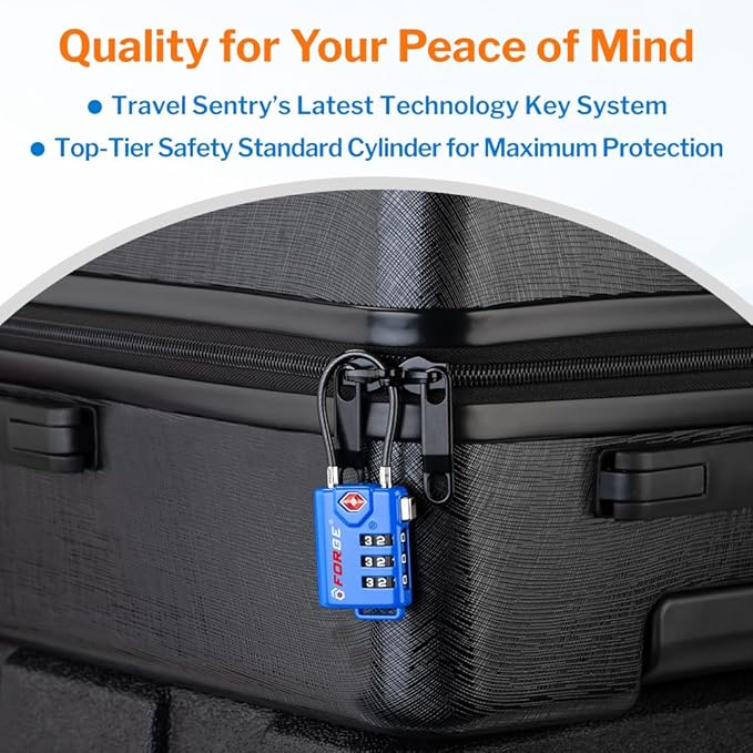 Bright Colors, TSA Approved Cable Luggage Locks 2 Pack Blue, Re-settable Combination with Alloy Body - Image 5