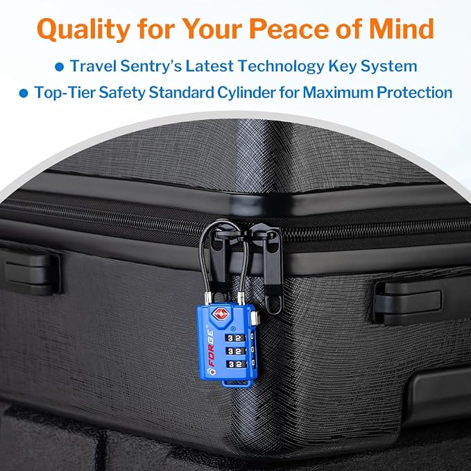 TSA Approved Cable Luggage Locks, Re-settable Combination with Alloy Body - Image 6