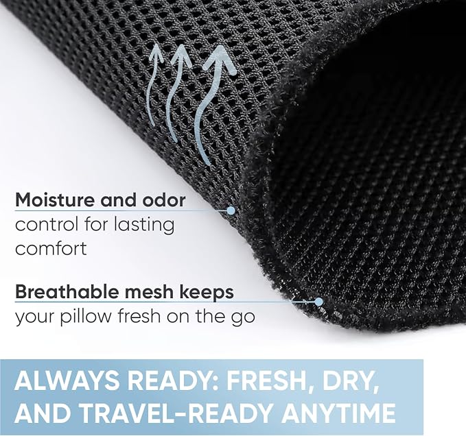 Neck Pillow Case and Travel Bag, Compression Storage Cover, Black | Mesh Cover with Snap Clasp, Compact Carrying Case Attaches to Luggage, Backpack or Purse, for Travel Neck Pillows - Image 9