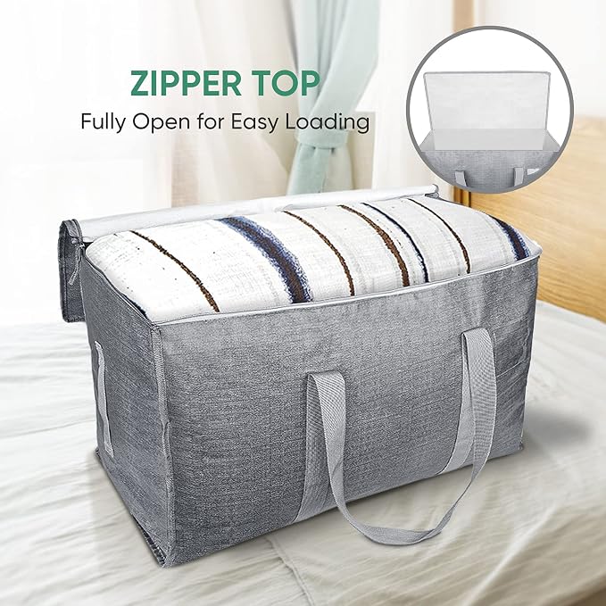 BALEINE 4-Pack Oversized Moving Bags with Reinforced Handles, Heavy-Duty Storage Tote for Clothes, Moving Supplies (Winter Grey, 4-Pack) - Image 5