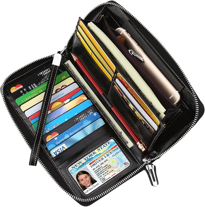 Small Compact Women Wallet RFID Blocking Genuine Leather Bifold Purse with ID Windows - Image 2