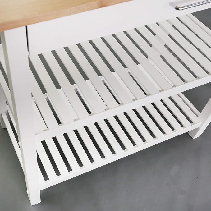 Casual Home Solid Wood Kitchen Island, Natural Maple Top, White Base (New) 40*20*36.5inch - Image 8