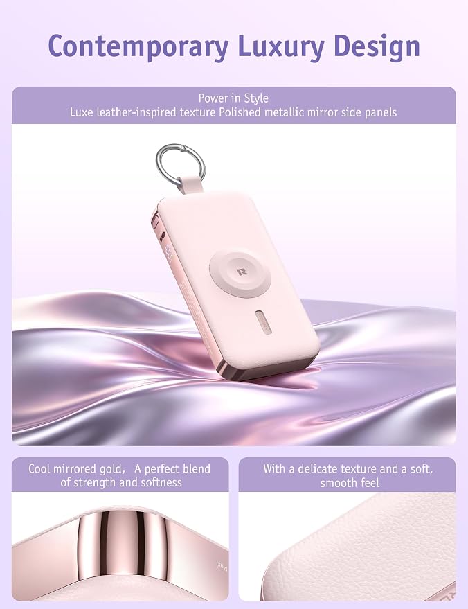 RORRY CharmGo Portable Charger 3 in 1 iPhone Power Bank for Apple 12000mAh | Built-in Retractable Cable Fast Charging Travel Keychain Battery Pack for Apple Watch /iPhone Air/17/16/15/14/13/12 - Image 8