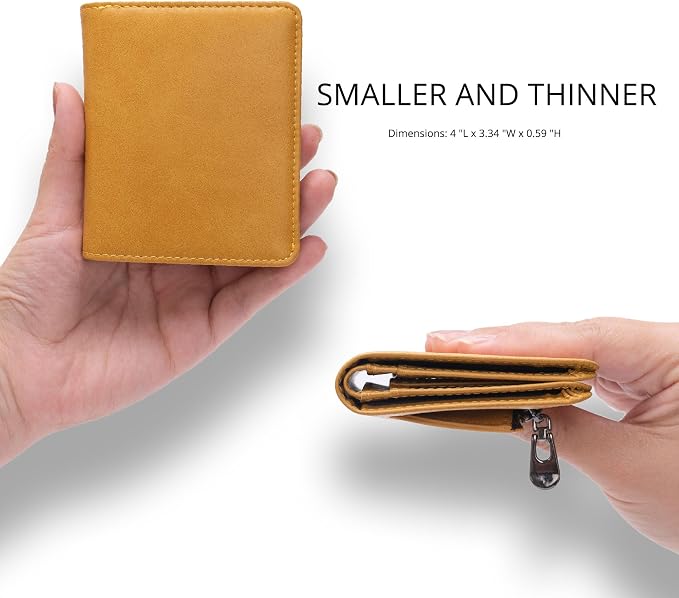 Alldaily Small RFID Wallet for Women Slim Compact Bifold Pocket Ladies Travel Mini Purse (Yellow) - Image 2