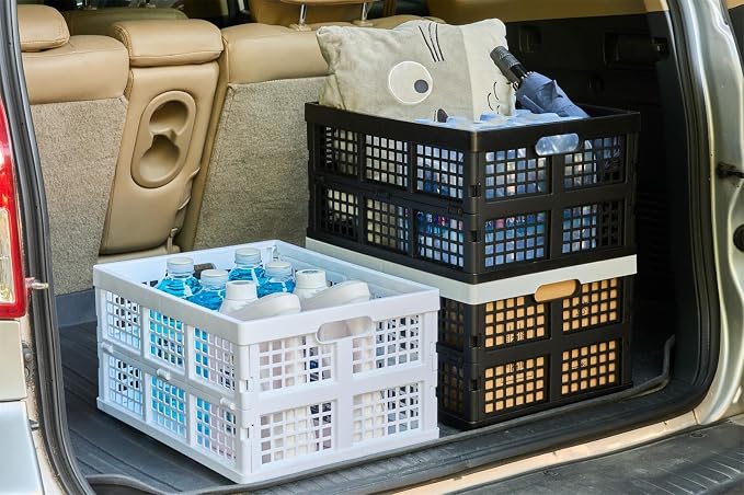 Aebeky 3-Pack Plastic Collapsible Storage Crates-30L,Foldable Plastic Crates for Storage (Black+Gray) - Image 8