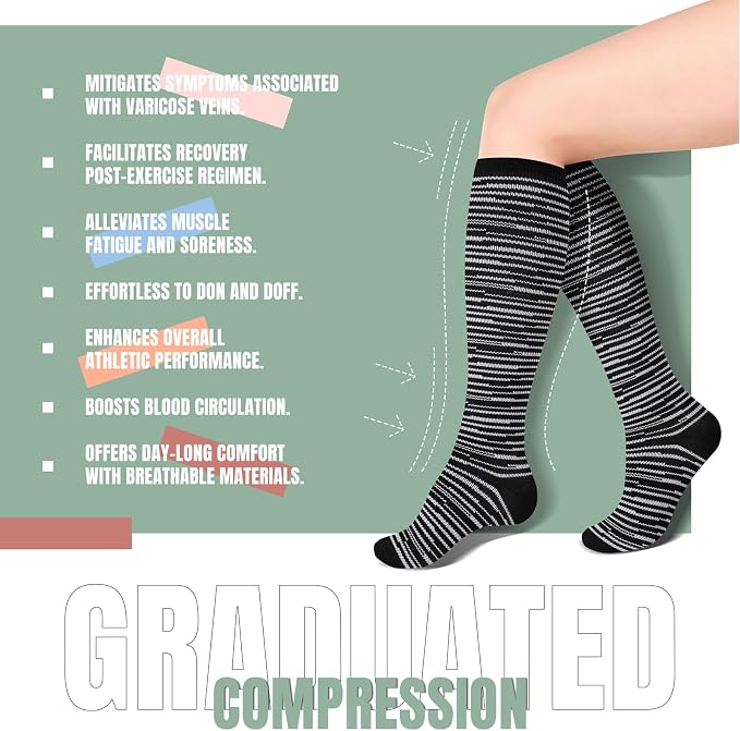 cerpite Compression Socks for Women & Men Circulation 8 Pairs Compression Socks 20-30 mmhg Best for Running,Nurse,Travel - Image 2