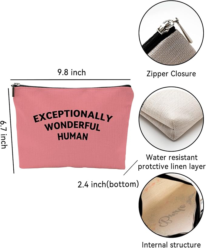 ZUYUROU Inspirational Makeup Bag Exceptionally Wonderful Human Cosmetic Pouch for Travel and Purse Organization Canvas Zipper Case Pink - Image 3