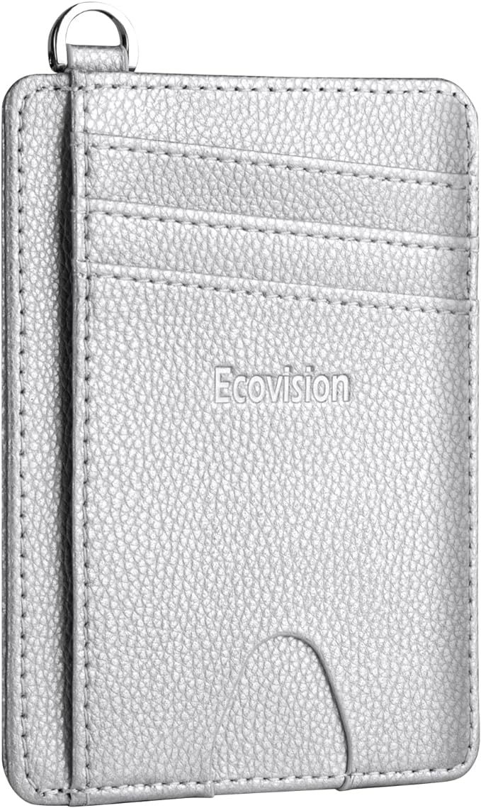 Slim Minimalist Front Pocket Wallet, RFID Blocking Credit Card Holder Wallet with Detachable D-Shackle for Men Women by Ecovision