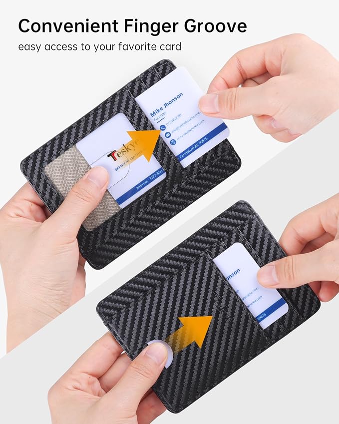 Teskyer Slim Minimalist Wallet for Men, RFID Front Pocket Card Holder | Ultra Slim Front Pocket Design, 8 Card Slots, RFID Protection, Smooth Faux Leather for Everyday Carry - Image 5