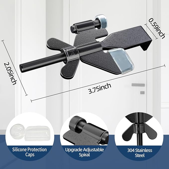 1 Pack Adjustable Portable Door Lock, Hotel Door Locks for Travelers, Prevent Unauthorized Entry, Door Stoppers Security for Travel Bedrooms Apartment Airbnb Dorm, with Silicone Caps - Image 5