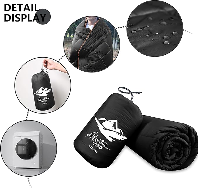 Mini Camping Blanket,Lightweight Puffy Blanket Packable Throw Blanket Waterproof Windproof for Outdoors, Travel, Beach, Airplane, Hiking - Image 3