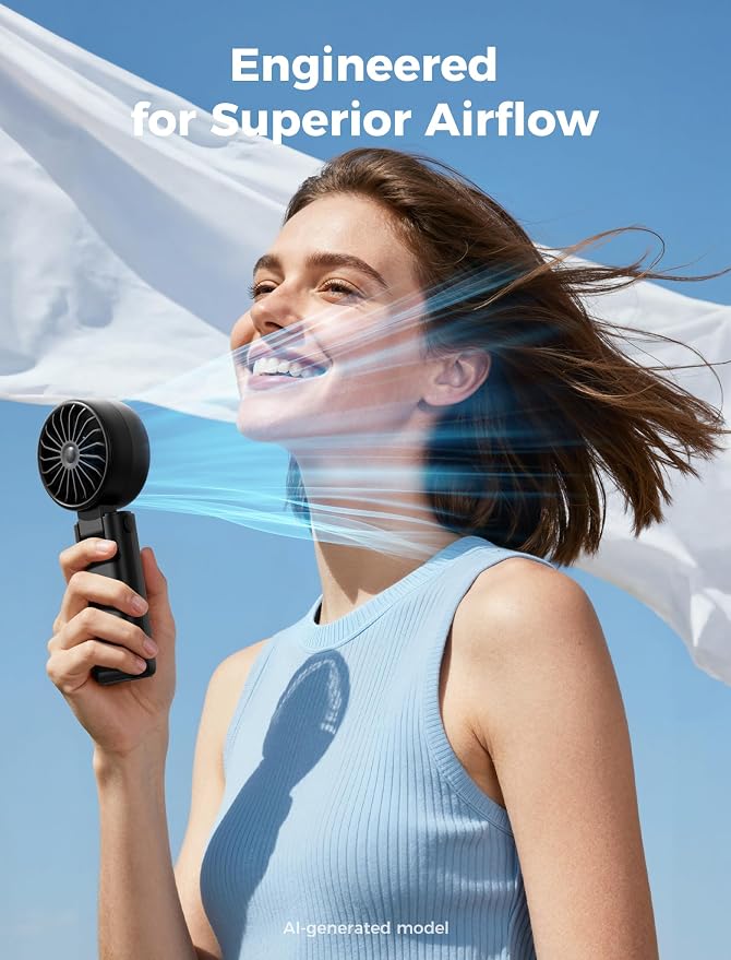 Aecooly Mighty Portable Handheld Fan with Cooling Plate | 20H Max Cooling | 3 Flexible Modes | 5 Speeds Wind | Battery Level Display | Mini Personal Battery Powered, Gifts for Women, Travel-Black - Image 4