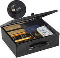 KYODOLED Fireproof Lock Box for Documents, Dual Combination and Key Lock Security with Carrying Handle, Metal Strong Safe Box to Keep Personal Items, Documents, Exterior 13.2''x 11''x4.13'', Black by KYODOLED