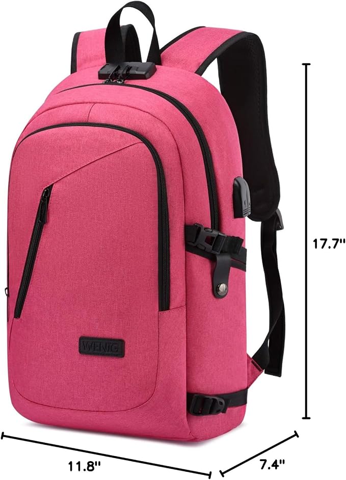 WENIG Business Laptop Backpack Anti-Theft Backpack with USB Charging Port and Lock Computer Backpacks for Women Men Fit 15.6 Inch Laptops, Casual Hiking Travel Daypack - Image 7