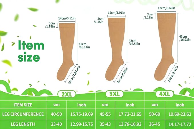Compression Socks for Women &Men Wide Calf, Plus Size 15-20 mmhg,Knee High,compression stockings - Image 6