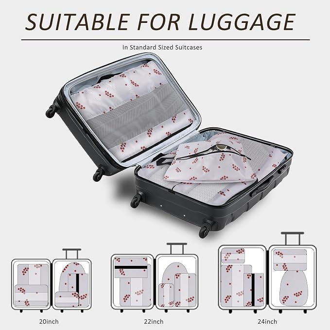 U+U 5 Set Packing Cubes, Travel Organizers with Shoe Bag (Cherry Tomato) | Ultralight Design & Easy Travel Organization - Image 5