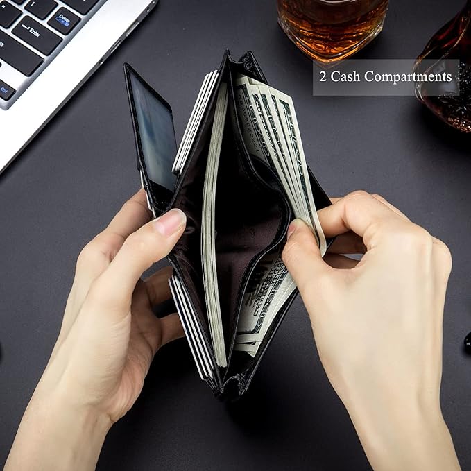 BULLCAPTAIN Large Capacity Genuine Leather Wallet for Men QB-027 | Bifold Wallet,RFID Blocking,Credit Card Holder,15 Card Slots,Special Expandable Design,gift choice - Image 5
