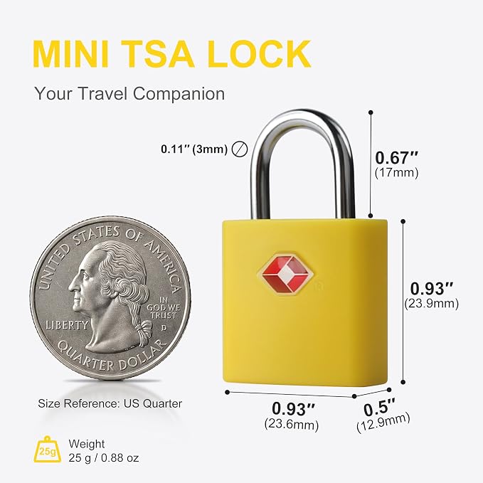 TSA Locks for Luggage, Keyed Alike Luggage Locks TSA Approved 4 Pack, Small Padlock with Key, Padlocks with Keys for Suitcase, Backpack, Bag Zipper, Tool Box, Case, Travel Essentials - Image 4