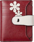 BOSTANTEN Leather Womens Wallet Small RFID Blocking Credit Card Holder | Removable ID Window, Zipper Coin Pocket, Bifold, Minimalist, Fits Small Purses, Daily Use, Ladies Gifts, Floral Pattern Red by BOSTANTEN