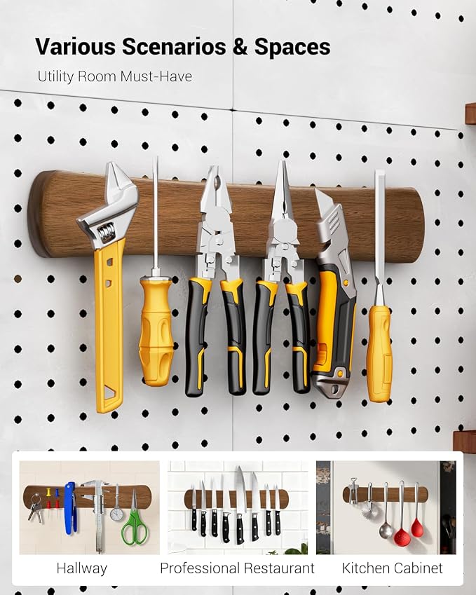 Magnetic Knife Holder, 24 Inch Acacia Wood Knife Strip for Wall or Fridge | Fridge Magnetic or Screw-Mounted, Strong Magnet Secures Knives, Space-Saving, Kitchen Knife Storage, Housewarming Gift - Image 6