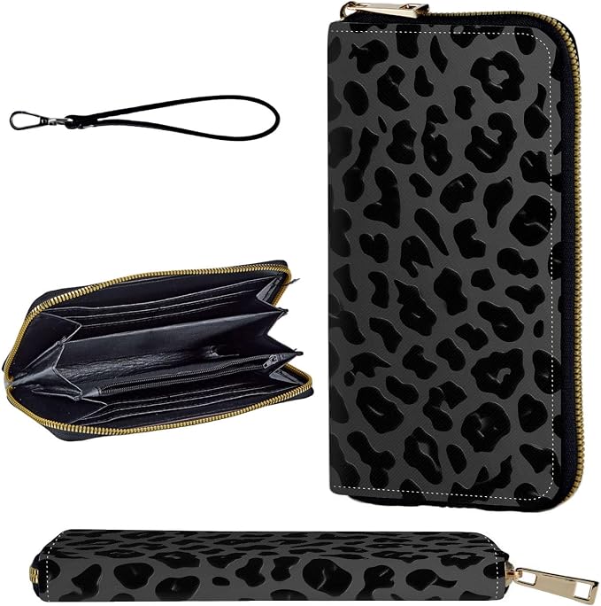 Wallet,Leather Long Wallet Suitable For Ladies And Teenagers - Detachable Wristband + RFID Travel Wallet With Card Slot - Leopard Print by Unknown