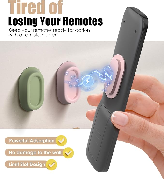 Magnetic Remote Control Holder Wall Mount for TV/Fan-4 Colors | No Drill Self-Adhesive TV Remote Holder for Bed, Silicone Remote Caddy, Bedside Organizer, RV Accessories - Image 4