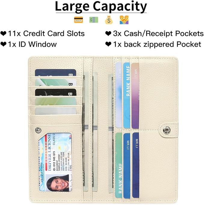 GOIACII Wallets for Women RFID Blocking Ultra Slim Leather Credit Card Holder Clutch - Image 2