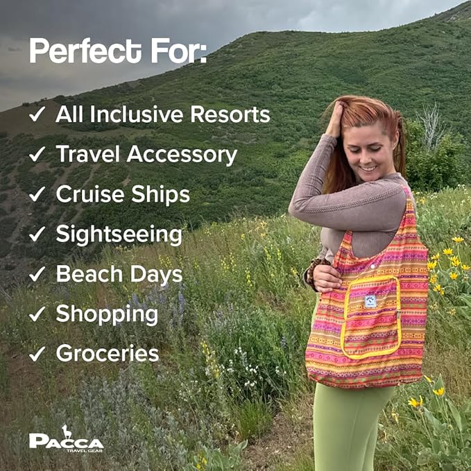 Pacca Packable Tote Bag Travel Shopping Bag Foldable Tote Bag for Travel, Grocery, Beach, Cruise Ultra Light Tote - Image 2