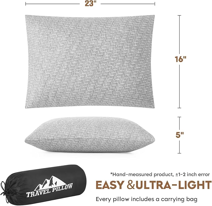 Shredded Memory Foam Pillow, Travel Size Pillow Camping Pillow Breathable and Soft, Ideal Car Backpacking Hiking Airplane - Image 3