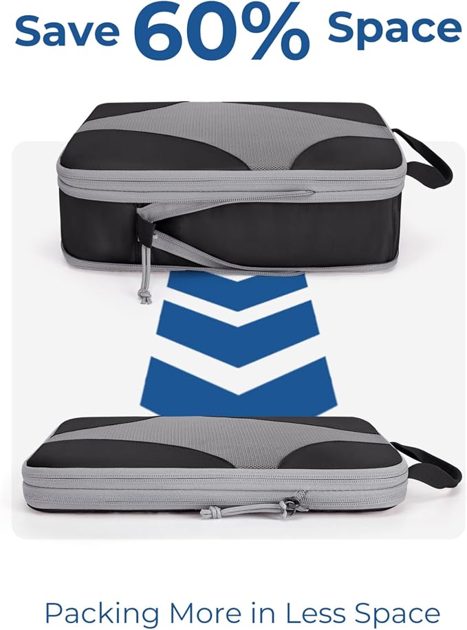 Bagsmart Compression Packing Cubes, Travel Bag Cruise Ship Essentials | Lightweight, Compressible Suitcase Organizer Set fit Standard Carry-On & Checked Luggage, 6 Set, 14 Set Washable Packing Bags - Image 4